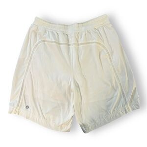 Lululemon Pace Breaker Short 9" White w/ Liner Stretch Sweat Wicking Size Small